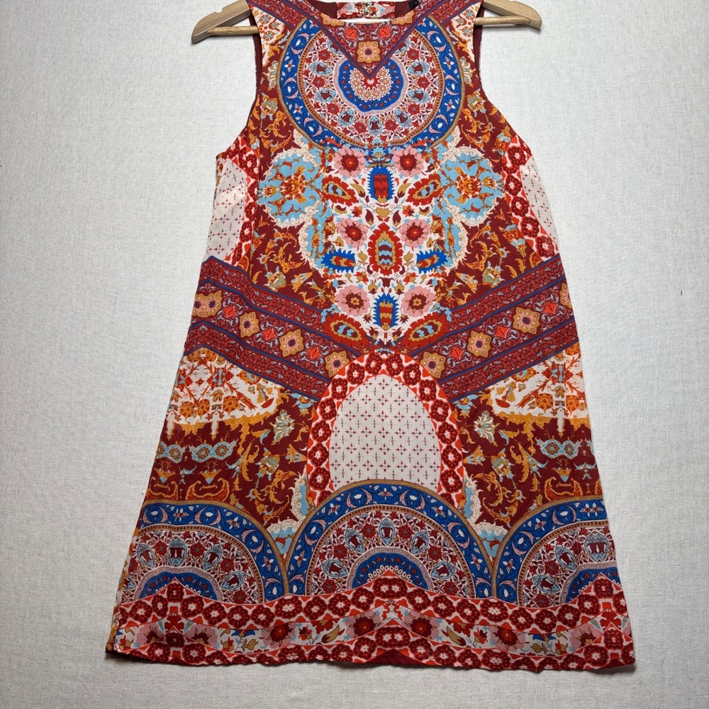 Be Bop Artsy‎ Boho Paisley Print Open Back Mini Dress Women's Size Medium